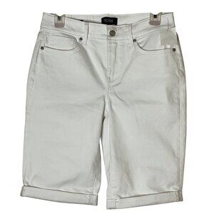 NYDJ Briella White Bermuda Shorts Size 4 Lift Tuck Stretch Denim 11” Inseam NWT